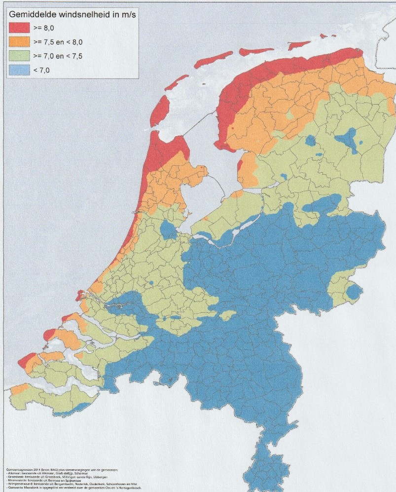 windsnelheidskaart Nederland